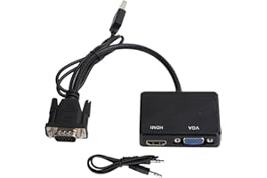 CICIGLOW Adattatore da VGA a VGA HDMI, Adattatore da VGA a HDMI VGA Splitter Converter Supporto Adattatore per Doppio Display per Dvd Blu-Ray Dvd PS3 X360 Box e Altri Dispositivi(Nero)