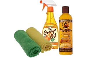 HOWARD PRODUCTS Howard Feed-N-Wax x 1 & Howard Orange Oil x 1 (473ml) with 2 Microfibre Cloths