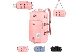 WT WISDOM TOGETHER Sac de Voyage Pliable de Grande Capacité, Sac de Sport avec Compartiment à Chaussures, Sac de Transport pour Voyage Léger Imperméable Sac de séparation Sec et Humide (Rose 3)