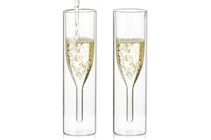 Sziqiqi Verres à Flûte à Champagne en Cristal à Double Paroi, Classics Tulip Goblet, Tasses en Verre Transparent, Verres Soufflés à la Bouche Pour la Restauration, Mariages, Fêtes, Bars (2)
