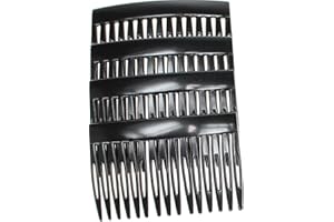 4 Pack of 7cm Plain French Side Hair Combs Slides Grips Clips Hair Accessories for Women Girls by Glitz4Girlz… (Black)