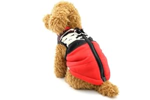 Zunea Manteau d'hiver pour Petit Chien Chiot Harnais Gilet Vêtements Imperméables Veste mâle Femelle Chien Chat Rembourré Manteau pour Chihuahua Rouge S
