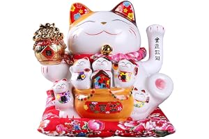 Gokelomg 7 Keramik Kattskakande Maneki Ornament Feng Shui Dekoration Svängande Katt,A