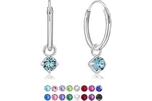 DTPsilver® Orecchini a Cerchio Piccoli - Argento 925 - Pendenti Rotondi con 3 mm Cristalli Swarovski® Elements - Spessore : 1.2 mm - Diametro: 12 mm