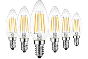LVWIT Lampadine Filamento LED Attacco E14-7W Equivalente a 75W, 1055 Lumen, Colore Bianco Caldo 2700K, Forma a Candela C35, Stile Vintage Retrò, Non Dimmerabile, Confezione da 6 Unità
