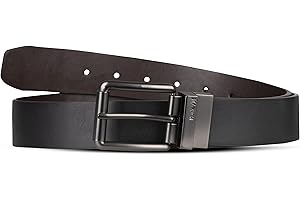 Hurley Męski dwustronny pasek skórzany pasek, czarny, 95 cm/100 cm/L, czarny