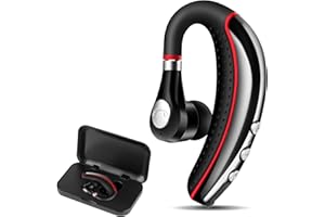 LSAPT Bluetooth Headset V5.0,Wireless Bluetooth Earpiece with Noise Canceling Mic for Cell Phone,Ultralight Business Earphone for Driving/Trucker/Office,Sweatproof Headset for Android/iPhone-RED