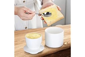 Alrens Okrągła ceramiczna maselniczka, maselnica francuska, chłodzona wodą, pojemnik na masło w stylu vintage, z pokrywką do przechowywania świeżego, miękkiego, gotowego do spożycia masła