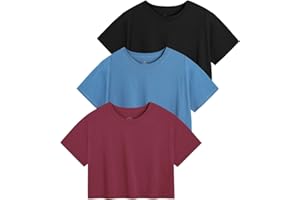 Star Vibe Women's Cotton Crop T-Shirts Short Sleeve Solid Cropped Athletic Top Round Neck Casual Workout Yoga Tees