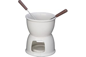 noTrash2003 Tazza per fonduta di cioccolato in porcellana con 2 forchette in confezione regalo – Set fonduta con posate