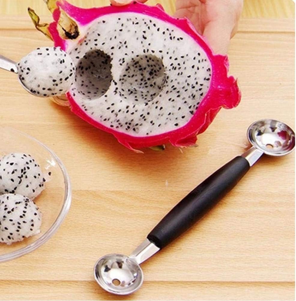 Hot stainless Steel Dual Double-end Melon Baller Scoop Fruit Spoon Ice Cream Dessert Sorbet Kitchenware Scoop Cook Tool