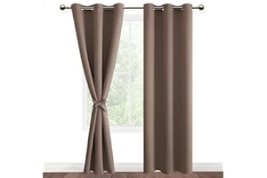 DWCN Vorhang Blickdicht Verdunkelungsgardinen mit Ösen 2 Stücke Thermogardine für Wohnzimmer, Schlafzimmer, Cappuccino, 228x117cm(HxB)