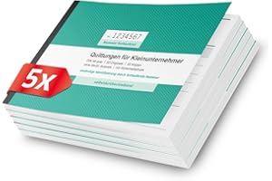 ‎PRIMUS-PRINT.DE Primus Print Quittungsblock 5x DIN A6 quer & gelocht, 2x50 Blatt mit Durchschlag - ohne Mwst, durchschreibend & fortlaufend nummeriert - Quittungsblock Kleinunternehmer - Rechnungsblock - Quittung
