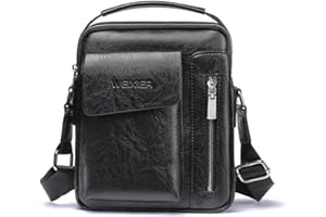 ANPTER Bandoleras Hombre de Cuero, Mariconeras Pequeñas, Crossbody Piel Shoulder Bag Teléfono Cartera Monedero Bolso Mensajero Correa Ajustable para deportes,Trabajo,Casual,Viajes