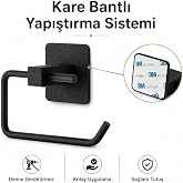 Yapışkanlı Siyah Kare A&ccedil;ık Tuvalet Kağıtlığı Wc Kağıtlık Tuvalet Kağıdı Askısı