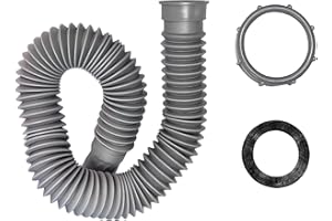 Qrity Tuyau de Vidange Flexible, Cuisine évier Salle de Bain Sanitaire Drain Connexion, Diamètre Intérieur Fileté 45mm, Extensible de 370 mm à 700 mm