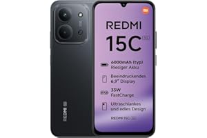 Xiaomi REDMI 15C 5G, Smartphone 4+256GB, 6,9" 120Hz Display, MediaTek Dimensity 6300 Prozessor 6nm Octa-Core, 50MP KI-Dualkamera, 6000mAh, Mitternachtsschwarz