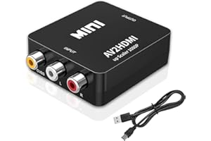 baolongking Adapter RCA na HDMI, konwerter AV na HDMI, 1080P na HDMI CVBS AV Composite Adapter do PS2 Wii Xbox SNES N64/TV/PC/ PS3/ STB/Xbox VHS/VCR/Blue-Ray DVD (konwerter RCA)