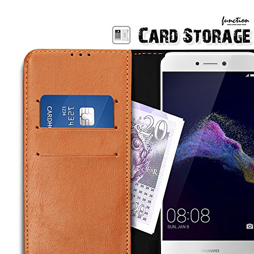 Funda Huawei P8 Lite 2017  SLEO Cartera Carcasa Piel Plegable Cubierta del Tir  n Estilo Retro PU con Ranuras de Tarjetas para Huawei P8 Lite 2017 - Marr  n