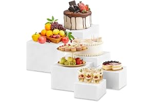 EUBSWA Set med 6 cupcakeställ - Bufféredskap för bröllop, årsdag, fest, cupcake (PVC från 12,7 till 25,4 cm)