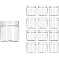 PURENSO Select - 12Pcs of 220ml Clear Basic Plastic Jar with White Straight Top Cap I Refillable Kitchen Storage Containers for Dry Food