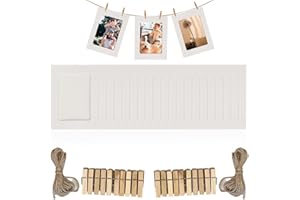 JORMFTTE 20 Pieces Paper Photo Frame With Wooden 20 Mini Wooden Clips And Jute Wire, DIY Creative White Paper Photo Frame for Home Wall Decoration,Suitable for Home Dormitory Office Wall Decoration