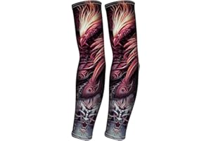 ZaliOan Ttuaje Mangas del Brazo para Hombre,1 Pares Manguitos de Compresión,Manguitos Ciclismo de Protección UV Elástica, para Senderismo, Baloncesto, Fútbol, Correr,Deportes al Aire Libre