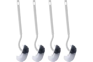 TIKYSKY Lot de 4 brosses de Toilette, Design incurvé, Brosse de Nettoyage coudée pour Un Nettoyage en Profondeur, Long Manche en Plastique et Poils Flexibles