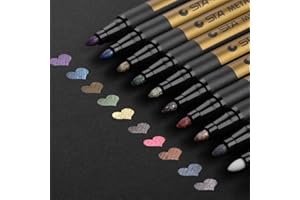 [10 Pack] Rotuladores Metálicos, Willingood Lápices de Colores Surtidos para Manualidades Scrapbooking, Album de Fotos DIY, Pintura de Arte, Fabricación de Tarjetas