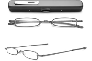 VEVESMUNDO Okulary do czytania, wąskie, metalowe, sprężynowe, klasyczne, damskie, męskie, małe, lekkie, pomoc w czytaniu, okulary z etui