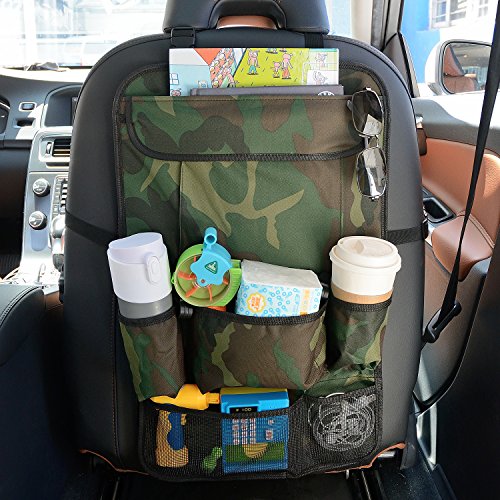 Preisvergleich Produktbild Plusinno(TM) GeräumigerAuto Rückenlehnenschutz,Rücksitzschutz,R... Organizer für Kinder,Reise-Utensilien und Spielzeug (Camouflage Grün)