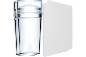 Luvadeyo 2 Stück Klare Stempel-Silikon Stempel mit Kappe und Schaber, Jelly für Stamping & French Nails - Perfekt für Nagellack für French Smile Line Werkzeuge und DIY