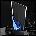 Glass Crystal Award Trophy,Gold Trophies, Personalized Achievement Trophy With Presentation Case & Free Engraving For Competition Parties (Color : Blue, Size : 11.5x25cm)