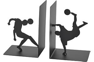 Baroni Home Fermalibri, Fermalibri per Mensola, Ferma Libri per Ufficio, Salotto, Camera, Scuola, Soggiorno Fantasia Calciatori 12x10x17 cm