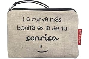 Hello-Bags. Bolso Monedero/Billetero/Tarjetero. Cremallera y Forro Interior. Modelo: La Curva. Color: Crudo/Negro. 14 * 10 cm.