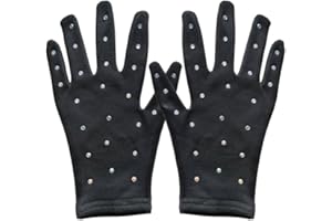 ‎BELLIFFY BELLIFFY 1 Pair Figure Skating Performance Gloves for Girls Decorative Dance Gloves with Rhinestones Elastic Material Breathable Finger Gloves for Parties and Stage Performances