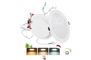 Grebeam Lot de 2 Spot LED Encastrable Dimmable 16W, Spot Salle de Bain, IP44, Rond, 3000K/4000K/6000K, spot LED Extérieur pour Cuisine Salon, Trou Ø145-160mm