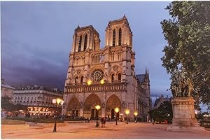 JANDEI - Quadro paesaggio LED Cattedrale Notre Dame Parigi con interruttore (Notre Dame, 60 x 40 x 1,8). Perfetto per la casa, il soggiorno, la camera da letto.