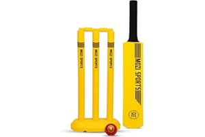Mozi Sports Plastic Cricket Bat Set Size 1 for Kids, Lightweight Ball, Stumps & Bat – Fun Outdoor Cricket Set