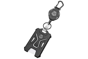 MNGARISTA Porte-badge rétractable, porte-clés mousqueton robuste, porte-carte d'identité tactique avec bobine de badge rétractable de 31 ", noir