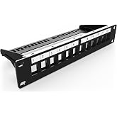 DIGITUS Patch Panel - Modular - 10" 1U - 12 Ports - Black | Shielded - For Keystone Modules and DIGITUS Connectors - For 10"