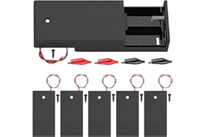 MKBKLLJY 6Pcs 2AA Battery Holder with Switch 2 x 1.5V AA Battery Holder Case with ON/OFF Switch Wire Leads and Mounting Screws Alligator Clips for DIY DC equipment Remote control Radio Flashlight