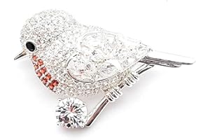 Equilibrium Robins Appear Silver Plated Sparkle Brooch