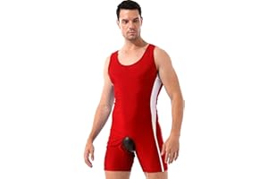 Agoky Men One Piece Wrestling Singlet Workout Sports Athletic Leotard Open Butt Boxer Shorts Jumpsuits