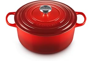 Le Creuset Cocotte rotonda Evolution in ghisa vetrificata con Coperchio, diameter 28 cm, Ciliegia, 21177280602430