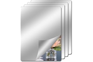 Zokaboc 4 Packs Bathroom Mirror, Wall Mirrors, Stick on for Walls, Self Adhesive Mirror for Bedroom, Small Acrylic Ttiles Self Adhesive Wardrobe Plastic Mirrors Sheet,Unbreakable,40X30CM