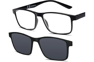 NEW VISION Occhiali da Lettura, Occhiali da Vista con Magnetica Clip Occhiali da Sole, Protezione 100% UVA e UVB, Clip On Occhiali da Lettura per Donna Uomo NV8126 (nero, 1, x)