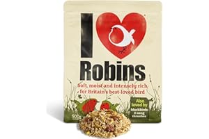 No Grow Bird Seed Mix for Wild Birds. Bird Feed - Jacobi Jayne I Love Robins - Robin Bird Food 500g. Offer Mess Free Robin Food to Garden Birds like Blue Tits, Blackbirds and Songbirds