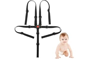 Ceinture de Sécurité pour Poussettes,Harnais Chaise Haute,Ceinture de Sécurité Bébé Harnais,Livré avec deux bretelles noires,Harnais à 5 points pour poussette,Pour Nacelle et chaise haute
