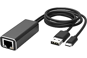 waipu.tv Ethernet Adapter 4K Stick | USB-C auf RJ45 | LAN Netzwerkadapter mit USB 2.0 Netzkabel für Stromversorgung